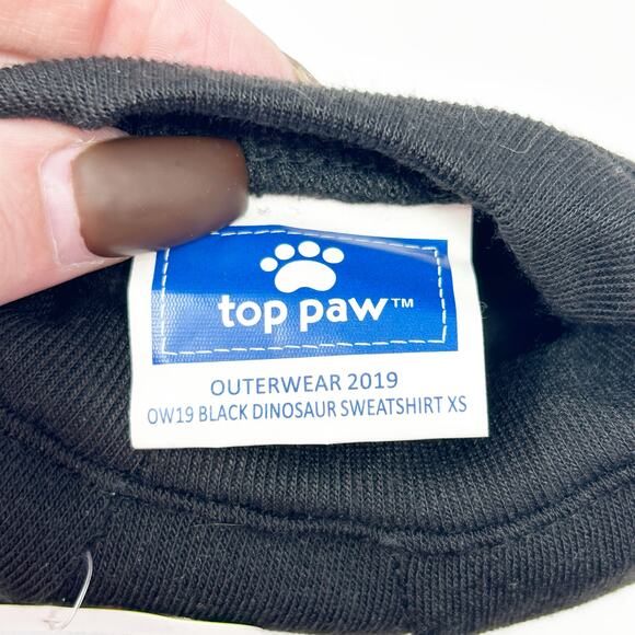 NWT Top Paw Dogs Fall‎ Outerwear Apparel Striped Dinosaur Sweatshirt XS Black - Picture 4 of 4